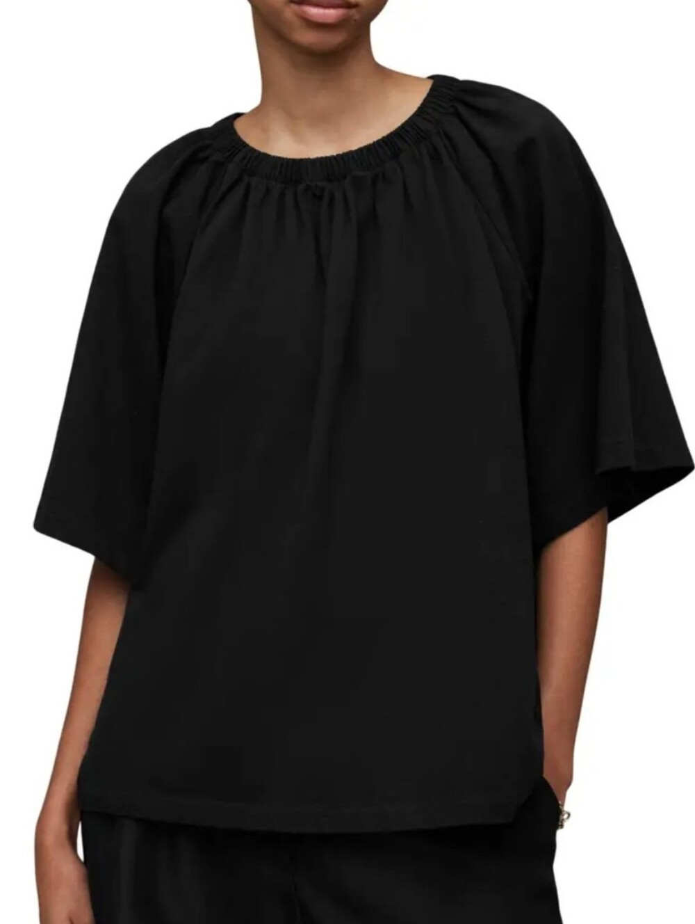 AllSaints Black Puff Sleeve Top